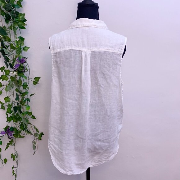 Cloth & Stone‎ White Linen Sleeveless Button Down Tunic Oversized Large - Picture 9 of 9